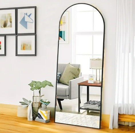 Espejo Decorativo Cuerpo Completo de Piso Marco de Metal 160 cm Marbella para Dormitorio Negro